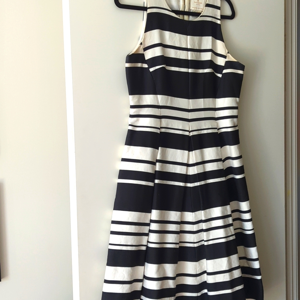 Striped Black and White Sleeveless Dress
